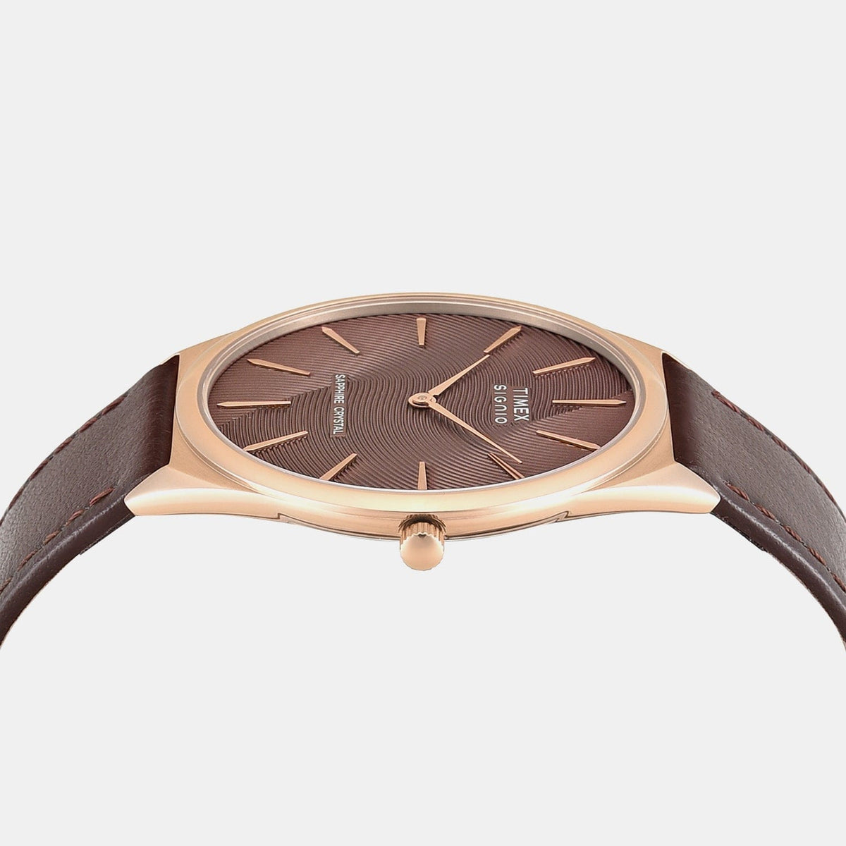 Timex Signio Men Quartz Brown Dial Analog Leather Watch Tweg34200