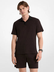 Michael Kors Waffle Knit Polo Shirt BLACK
