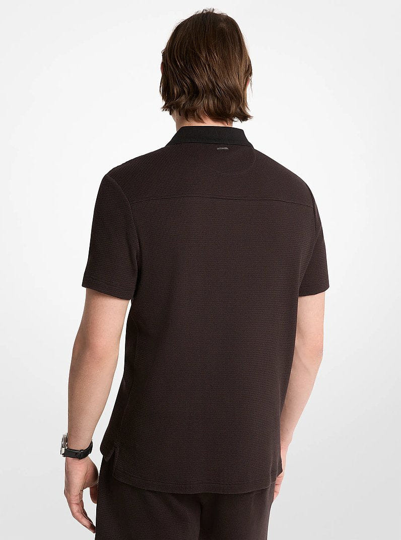 Michael Kors Waffle Knit Polo Shirt BLACK