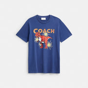 Garment Washed Dinosaur T-Shirt In Organic Cotton