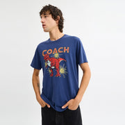 Garment Washed Dinosaur T-Shirt In Organic Cotton