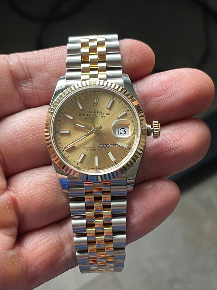 Rolex | Datejust | 126233 | Yellow gold | 36 mm | Gold/Steel | Champagne | Automatic
