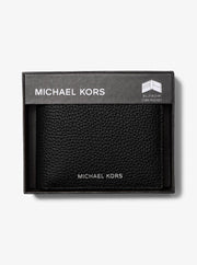 Michael Kors Cooper Pebbled Leather Billfold Wallet With Coin Pouch Black