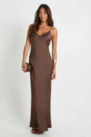 Satin Slip Column Maxi Dress
