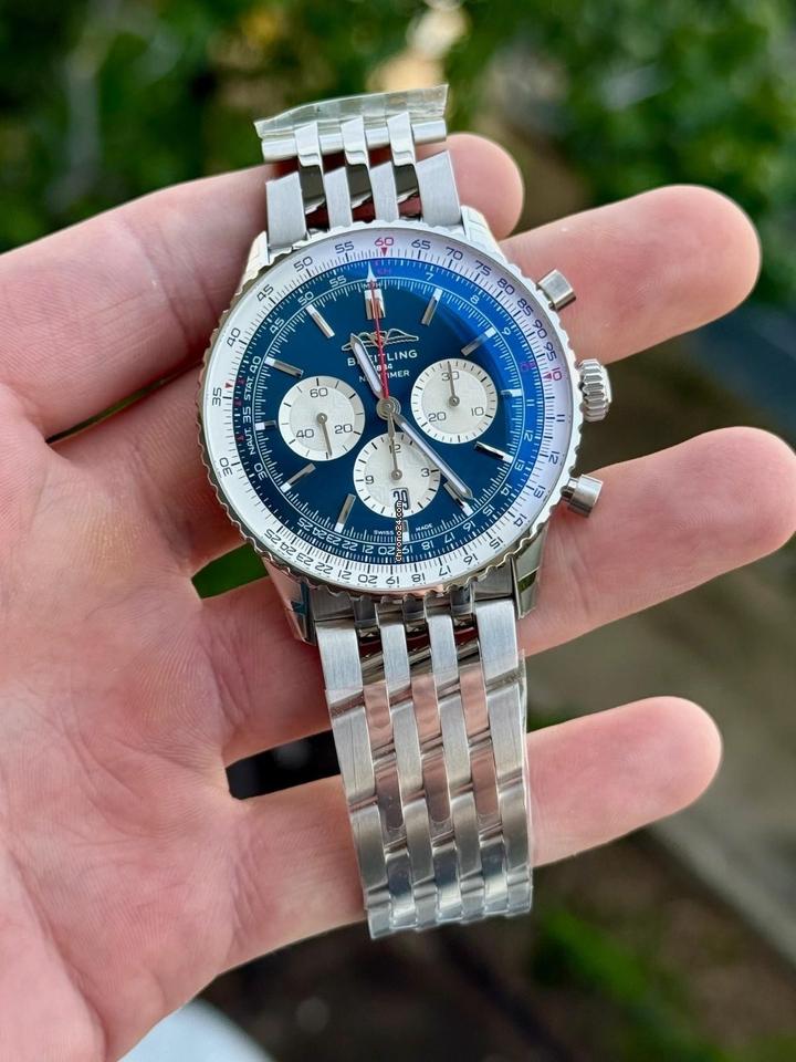 Breitling Navitimer 1 B01 Chronograph2025 Breitling Navitimer B01 Chronograph Ab0137 Blue 46mm W Box & Papers