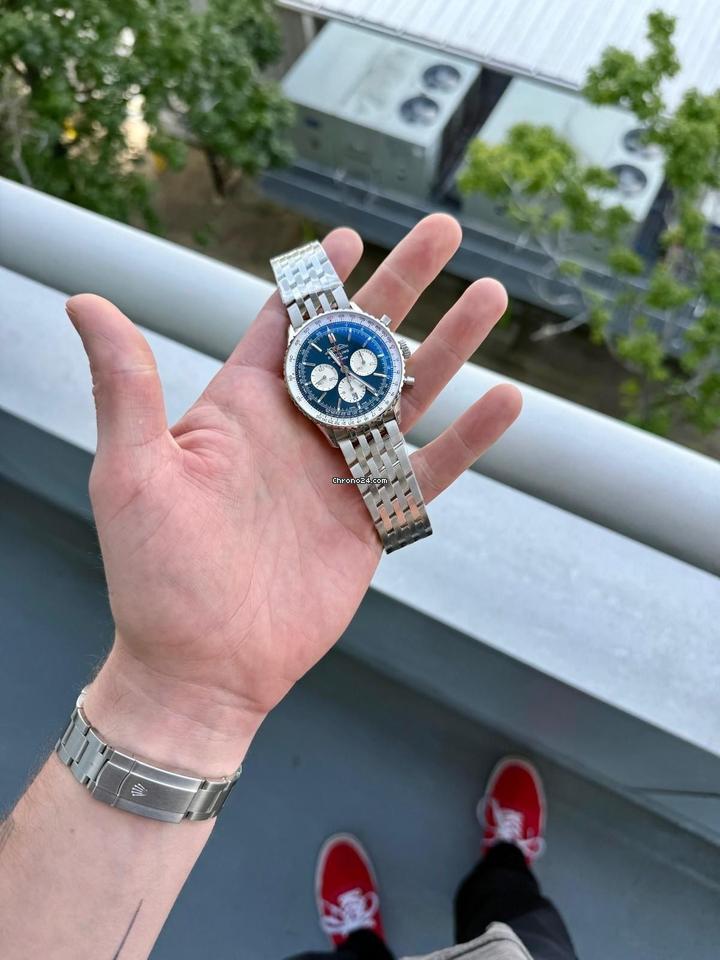 Breitling Navitimer 1 B01 Chronograph2025 Breitling Navitimer B01 Chronograph Ab0137 Blue 46mm W Box & Papers
