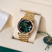 Rolex | Day-Date | 128238 | Yellow gold | Yellow gold | Green | Automatic