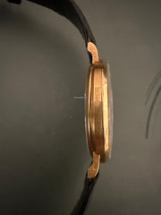 Audemars Piguet Gentlemans Automatic Wristwatch 18 CT Gold Case Black Strap