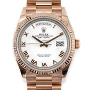 Rolex | Day-Date | 128235 | Rose gold | 36 x 43 mm | Rose gold | White | Automatic