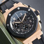 Audemars Piguet2023 Complete 42mm 18 K Rose Gold Grey Mega Tapisserie Dial Rubber Strap 26238 OK