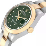Rolex Datejust 31mm Green Floral Diamond Dial 18k Yellow Gold / Steel Women's Watch 278243-0031 Complete Full Set