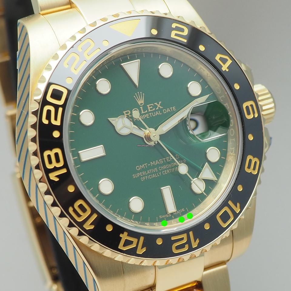 Rolex | GMT-Master II | 116718LN | Yellow gold | 40 mm | Yellow gold | Green | Automatic