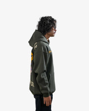 Ruthless - Olive Oversized Printed Hoodie
