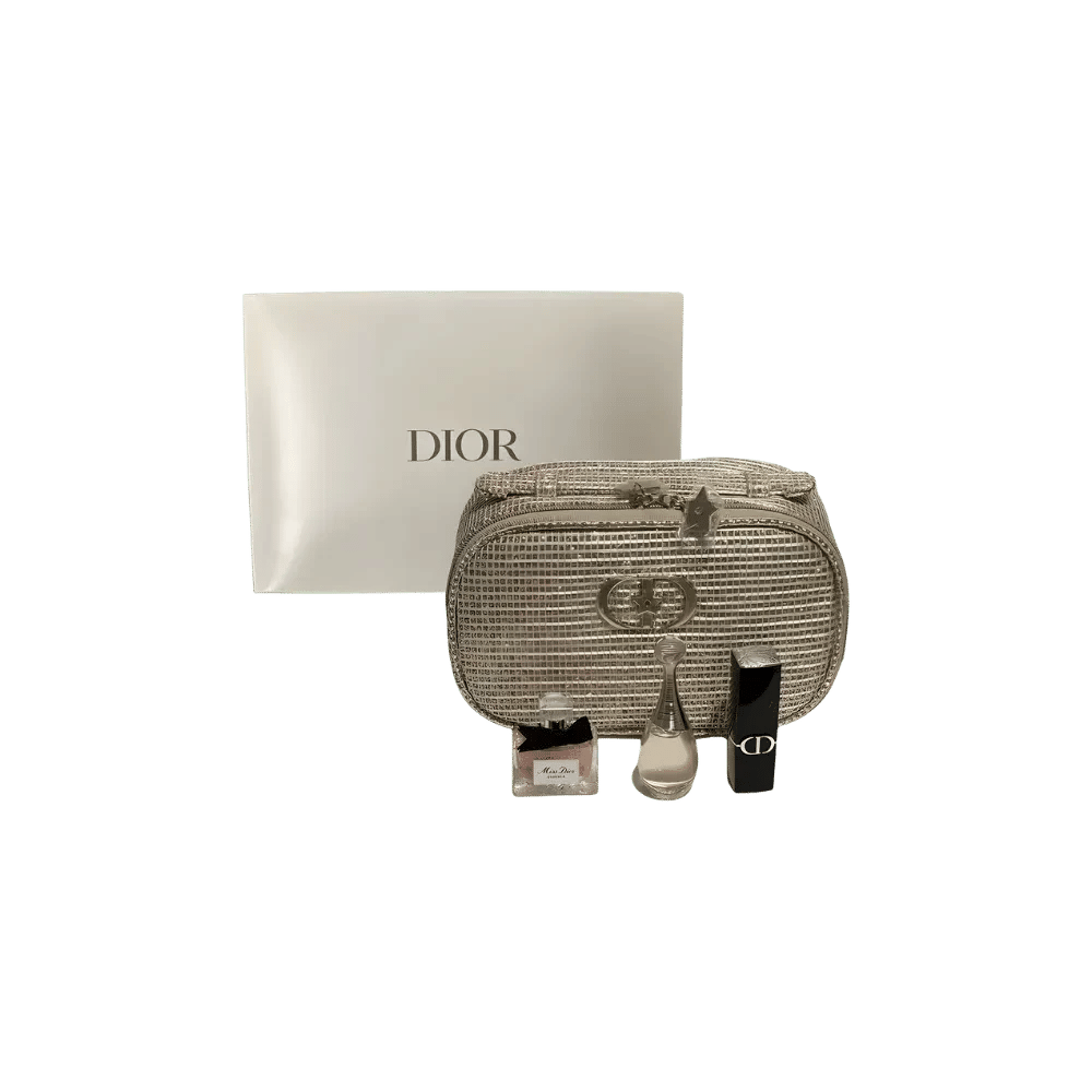 Dior Christmas Limited Edition Four Piece Set with Gold Makeup Bag