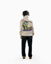 Countryside Wilderness - Off White Printed Oversized Zipper Hoodie