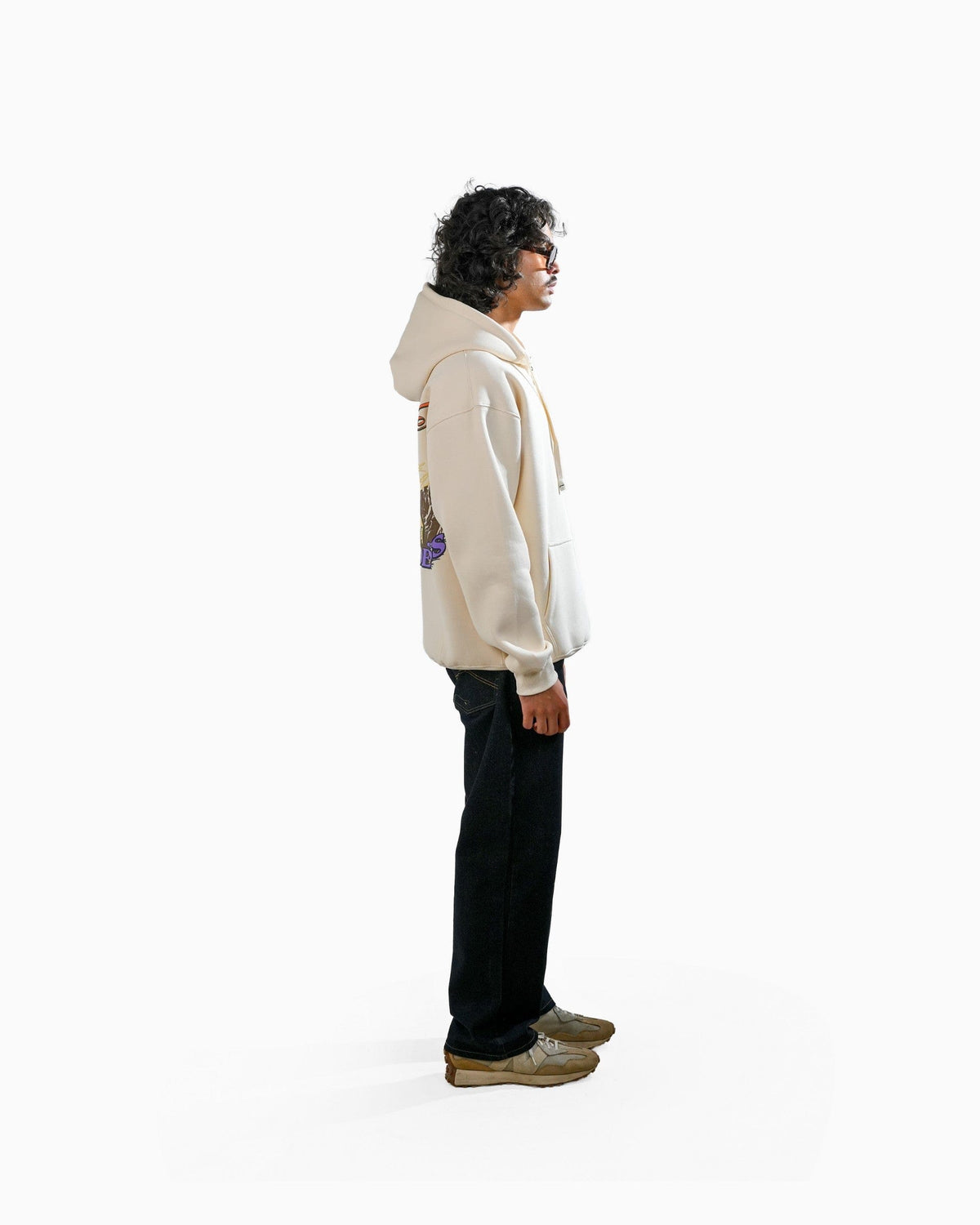 Countryside Wilderness - Off White Printed Oversized Zipper Hoodie