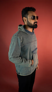 ACID WASH DENIM MEN'S HOODIE