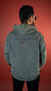 ACID WASH DENIM MEN'S HOODIE