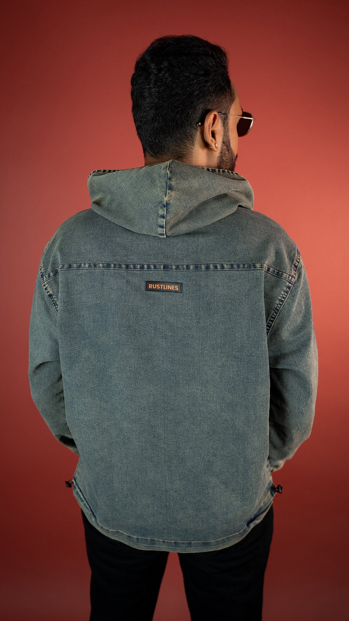 ACID WASH DENIM MEN'S HOODIE