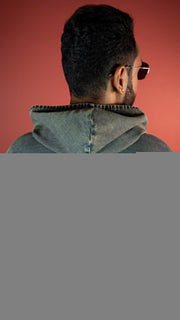 ACID WASH DENIM MEN'S HOODIE
