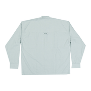 THE CRIMSON CRANE SHIRT in gray stripes