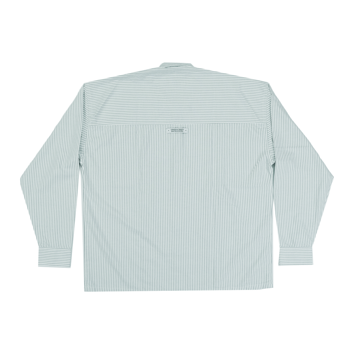 THE CRIMSON CRANE SHIRT in gray stripes