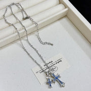 CH Double Pendant Necklace Blue