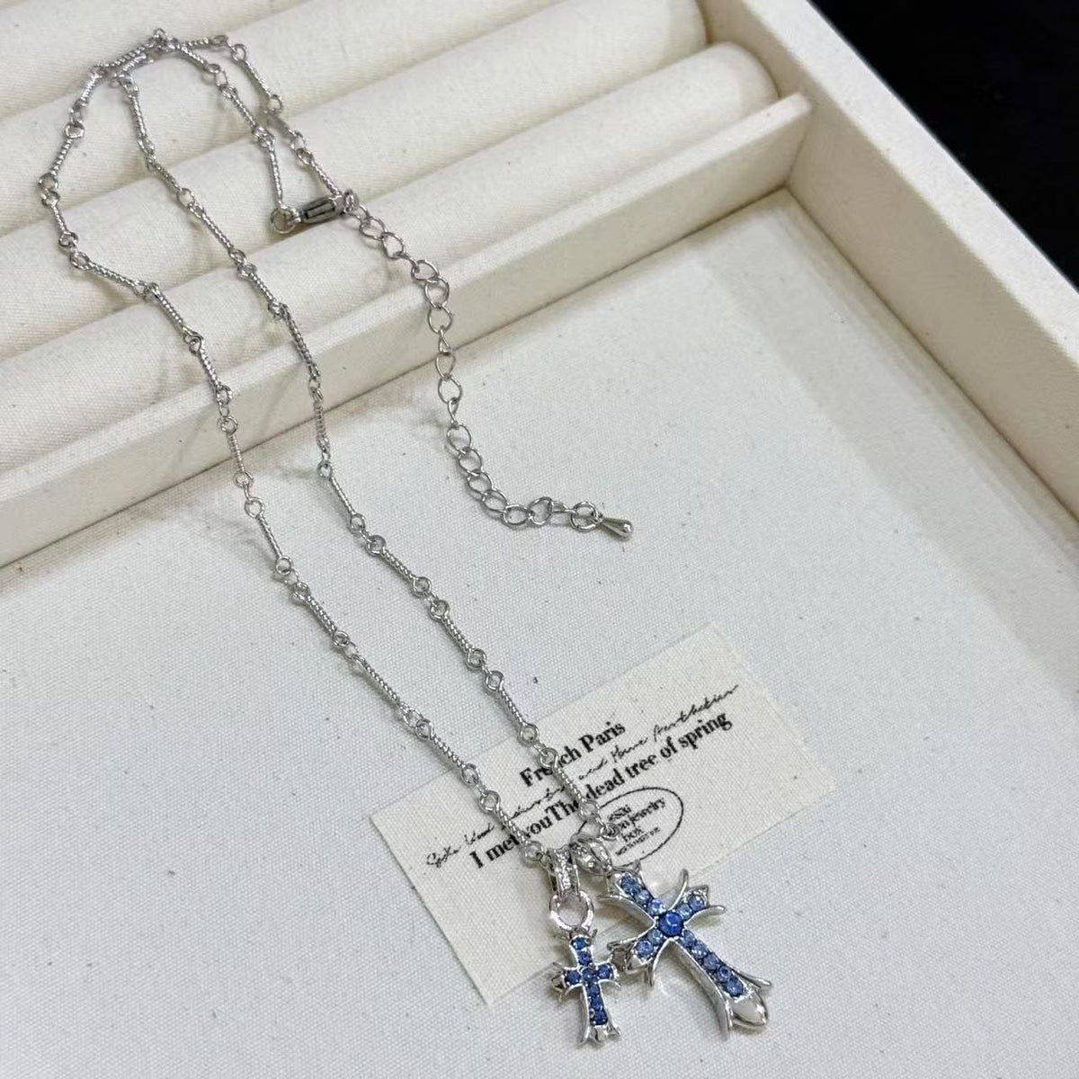 CH Double Pendant Necklace Blue