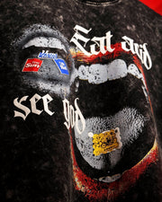 Eat Acid - Black Washed Oversized T-shirt
