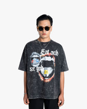 Eat Acid - Black Washed Oversized T-shirt