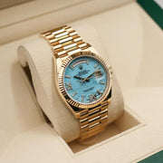 Rolex | Day-Date | 128238 | Yellow gold | 36 x 43 mm | Yellow gold | Blue | Automatic