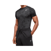 Gymshark Geo Seamless T-Shirt Slim Fit Black/Charcoal Grey
