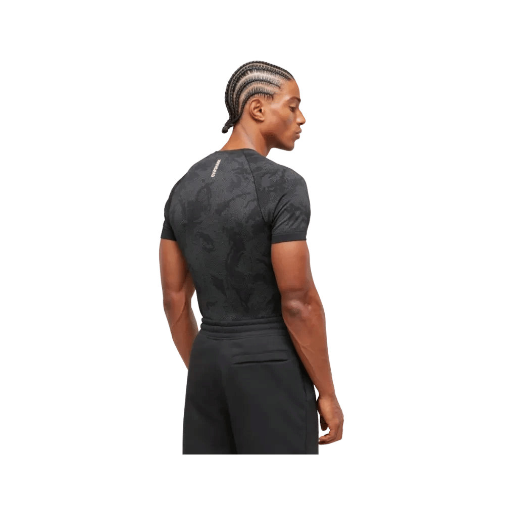 Gymshark Geo Seamless T-Shirt Slim Fit Black/Charcoal Grey