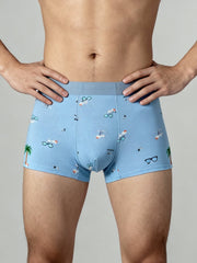 Men V Walk Blue Soye Printed Luxury Elastic Trunk by Manaca