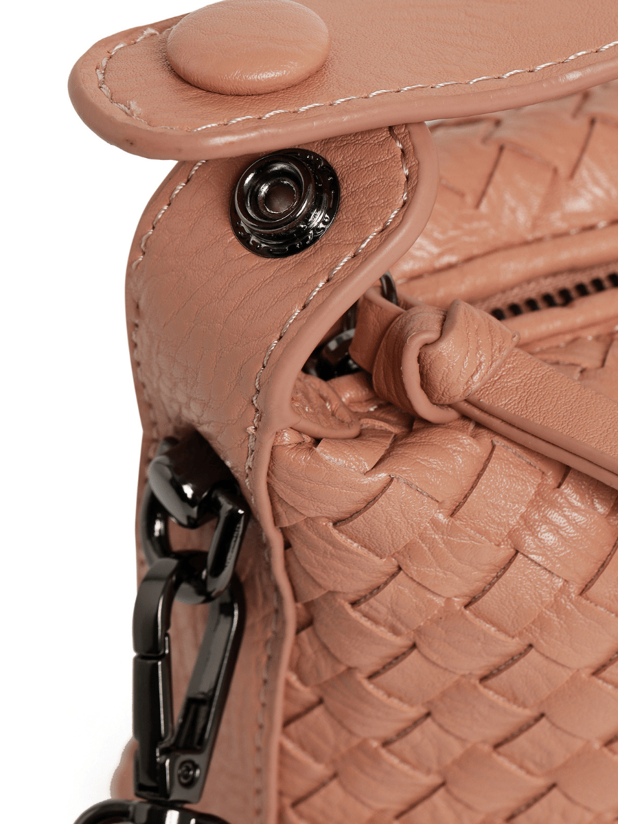 Fero - Ladies Woven Handbag, Faux Leather | Blush Pink