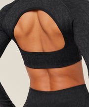 Gymshark Adapt Animal X Whitney Long Sleeve Crop Top - Black/Asphalt Grey
