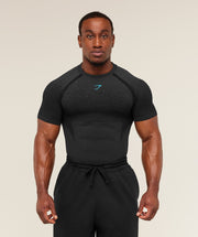 Gymshark Shadow Seamless T-Shirt - Black/Brand Blue