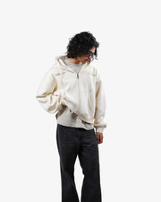 Himalayan Finery - Cream Oversized Cropped Zipper Hoodie