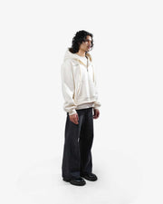 Himalayan Finery - Cream Oversized Cropped Zipper Hoodie