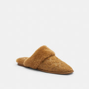 Women's Coach Sherpa Flat Mule In Signature Suede Tobacco