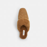 Women's Coach Sherpa Flat Mule In Signature Suede Tobacco