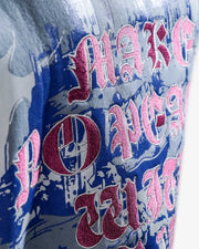 No Peace With Evil - Blue Oversized Embroidered Sweatshirt