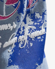 No Peace With Evil - Blue Oversized Embroidered Sweatshirt