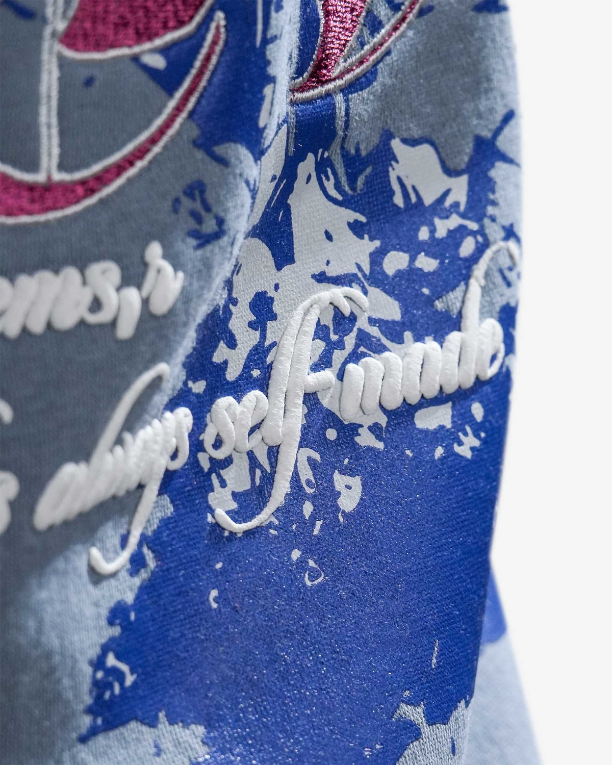 No Peace With Evil - Blue Oversized Embroidered Sweatshirt