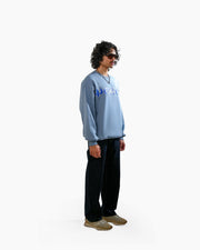 No Peace With Evil - Blue Oversized Embroidered Sweatshirt