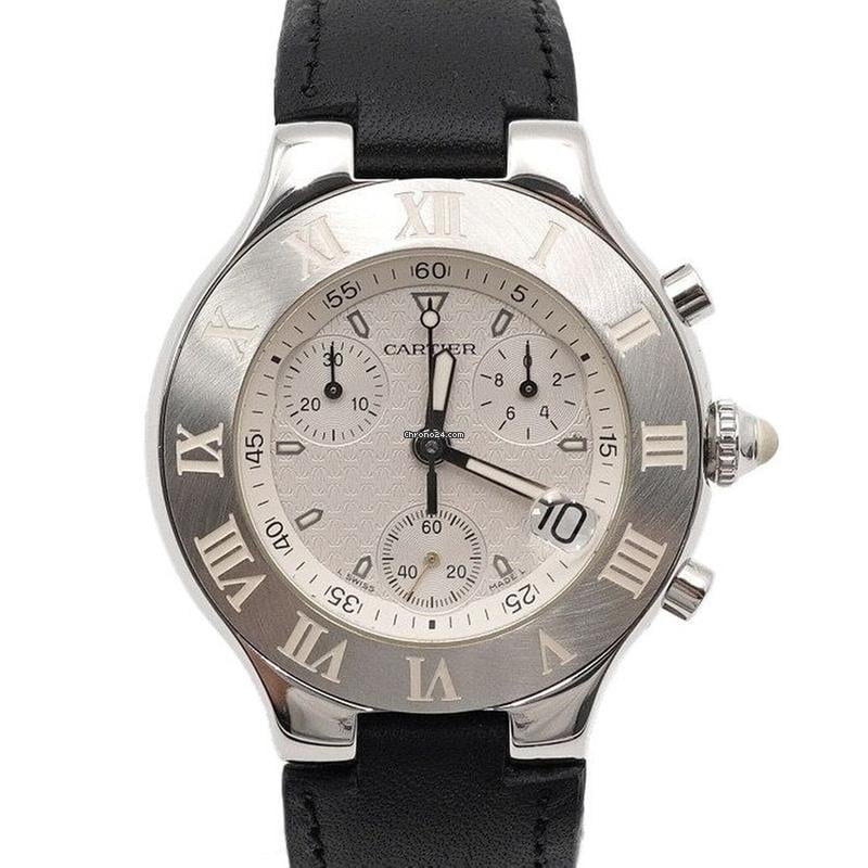 Cartier 21 Chronoscaph Must 21 Chronoscaph 38 MM Quartz Watch Leather Band for Men aa56533