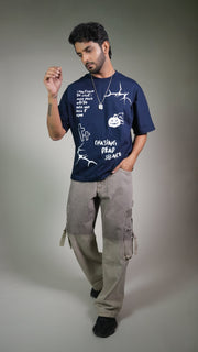 MIDNIGHT SPOOKY NAVY MEN’S OVERSIZED T-SHIRT