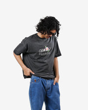 Bloomed Tee - Black Pigment Washed Oversized T-shirt