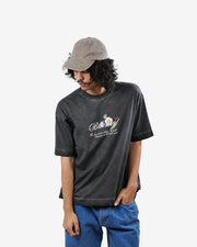 Bloomed Tee - Black Pigment Washed Oversized T-shirt