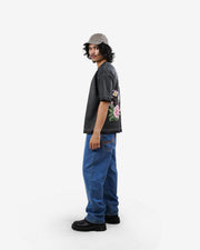Bloomed Tee - Black Pigment Washed Oversized T-shirt